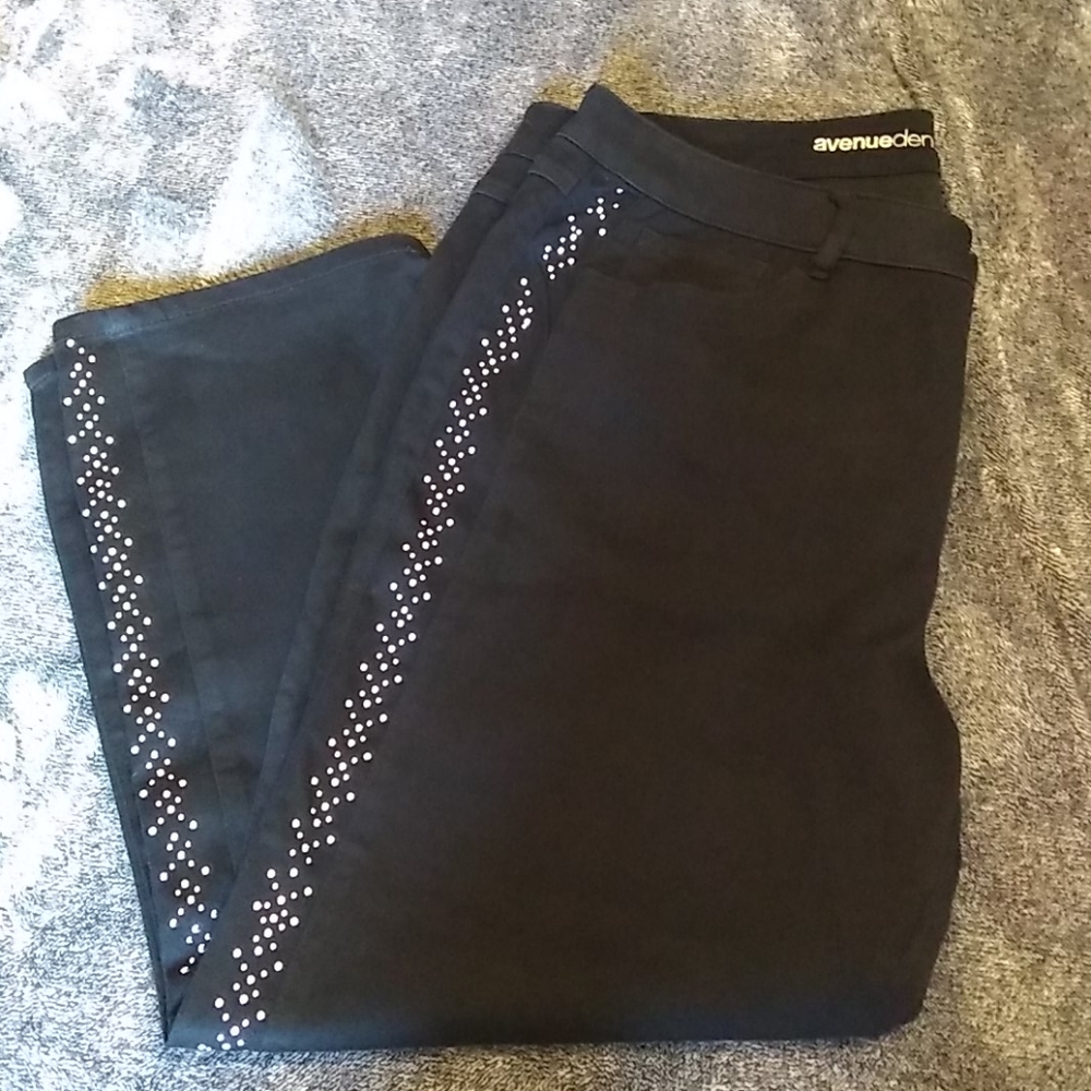 Avenue petite straight leg pants silver studded